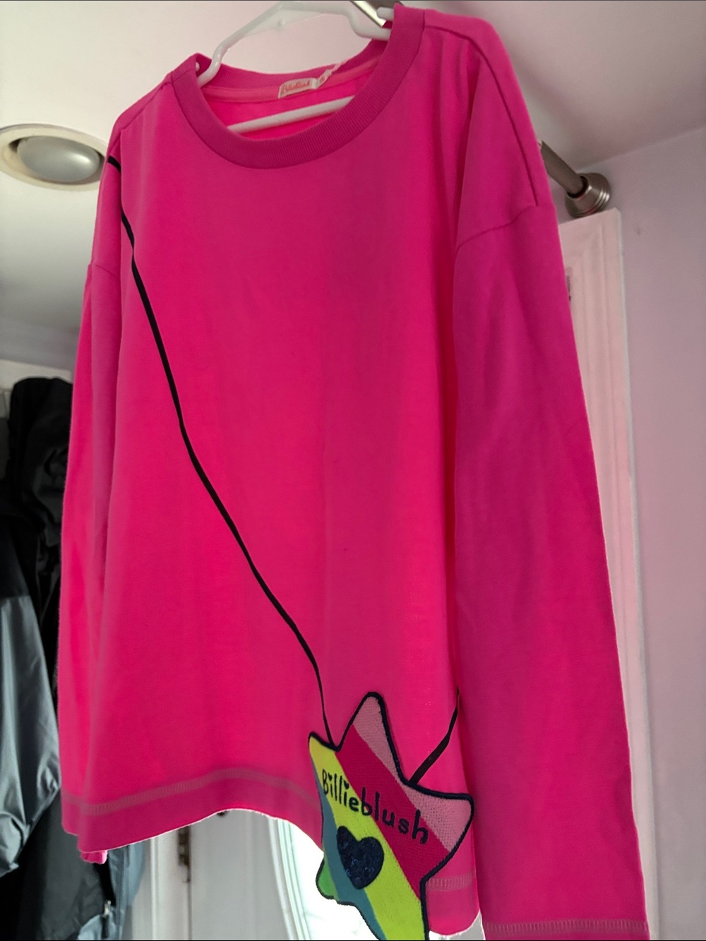 Billieblush Hot Pink Long-Sleeve Sweatshirt with Star Patch